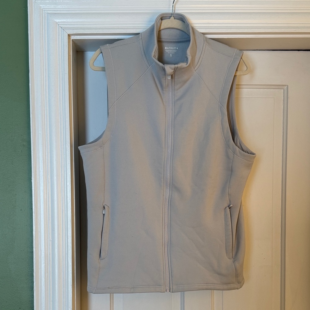 Athleta Gray Sleeveless Zip-Up Vest